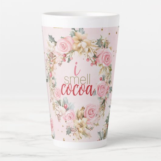 Holiday Pink Merry Christmas Beaux Custom Message Latte Mok (Voorkant)