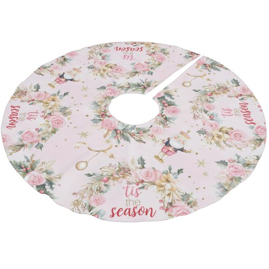 Holiday Pink Merry Notenkraker Beaux Custom Messag Kerstboom Rok (Gekanteld)