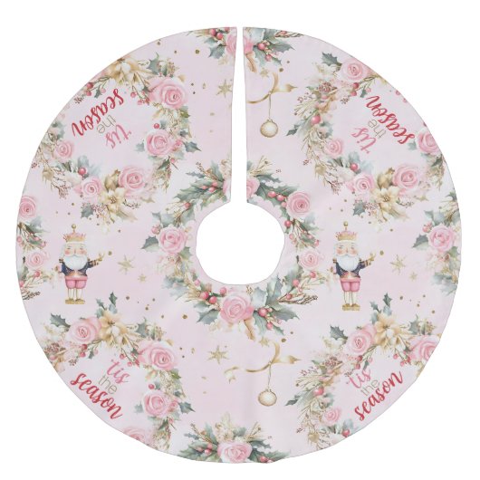 Holiday Pink Merry Notenkraker Beaux Custom Messag Kerstboom Rok (Voorkant)