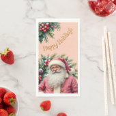Holiday Pink Santa Claus Servet (Insitu)