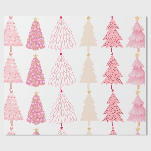 Holiday Pink Tree Cadeaupapier (Vlak)