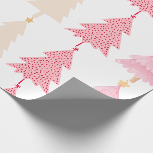 Holiday Pink Tree Cadeaupapier (Hoek)