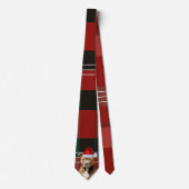 Holiday Pit Bull Terrier Red Green Plaid Kerstmis Stropdas (Voorkant)