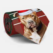 Holiday Pit Bull Terrier Red Green Plaid Kerstmis Stropdas (Opgerold)