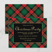 Holiday Plaid Border Christmas Party Invitation Feestdagenkaart (Voorkant / Achterkant)