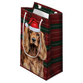 Holiday Plaid Cocker Spaniel Christmas Dog  Klein Cadeauzakje (Voorkant Gekanteld)
