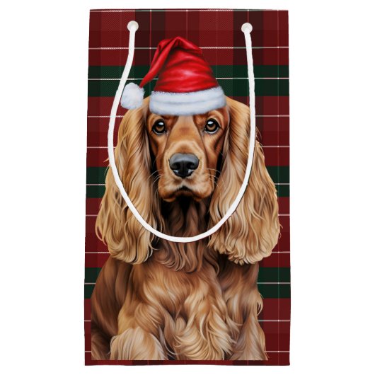 Holiday Plaid Cocker Spaniel Christmas Dog  Klein Cadeauzakje (Voorkant)