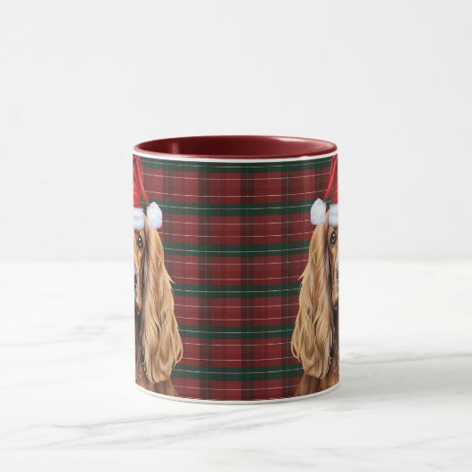 Holiday Plaid Cocker Spaniel Christmas Santa Dog Mok (Midden)