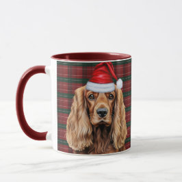 Holiday Plaid Cocker Spaniel Christmas Santa Dog Mok