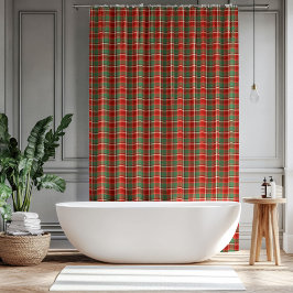 Holiday Plaid Curtain Classic Gift for Bathroom Douchegordijn