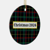 Holiday Plaid gepersonaliseerd keramisch Ornament (Rechts)