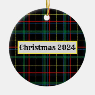 Holiday Plaid gepersonaliseerd keramisch Ornament