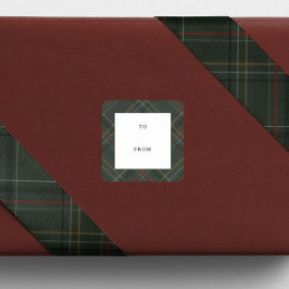 Holiday plaid hunter green to and from Christmas Vierkante Sticker