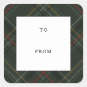 Holiday plaid hunter green to and from Christmas Vierkante Sticker (Voorkant)