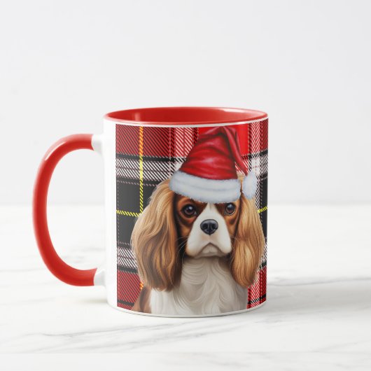 Holiday Plaid King Charles Spaniel Kersthond Mok (Links)