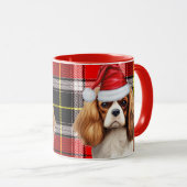 Holiday Plaid King Charles Spaniel Kersthond Mok (Voorkant rechts)