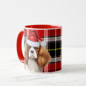 Holiday Plaid King Charles Spaniel Kersthond Mok (Voorkant links)
