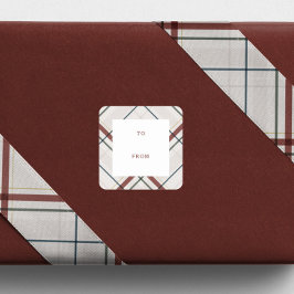 Holiday plaid neutral to and from Christmas gift Vierkante Sticker