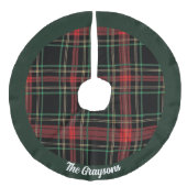 Holiday Plaid Personalized Christmas Tree Skirt Imitatie Linnen Kerstboom Kleed (Voorkant)