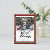 Holiday Plaid Photo Christmas Card Feestdagenkaart (Staand voorkant)