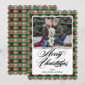 Holiday Plaid Photo Christmas Card Feestdagenkaart (Voorkant / Achterkant)