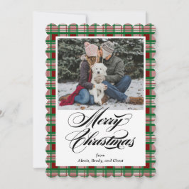 Holiday Plaid Photo Christmas Card Feestdagenkaart