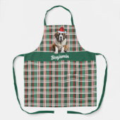 Holiday Plaid Saint Bernard Santa Dog Christmas Schort (Voorkant)
