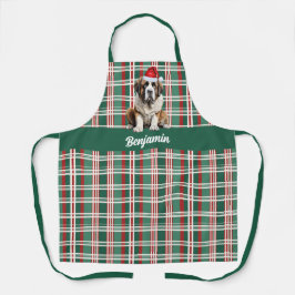 Holiday Plaid Saint Bernard Santa Dog Christmas Schort