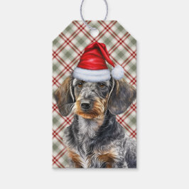 Holiday Plaid Wire Hair Dachshund Dog Christmas Cadeaulabel