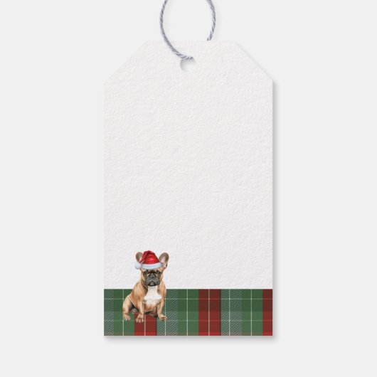 Holiday Plaid with a French Bulldog Christmas Cadeaulabel (Achterkant)