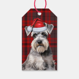 Holiday Plaid with a Schnauzer Dog Christmas Cadeaulabel
