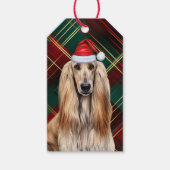 Holiday Plaid with an Afghan Hound Dog Christmas Cadeaulabel (Voorkant)
