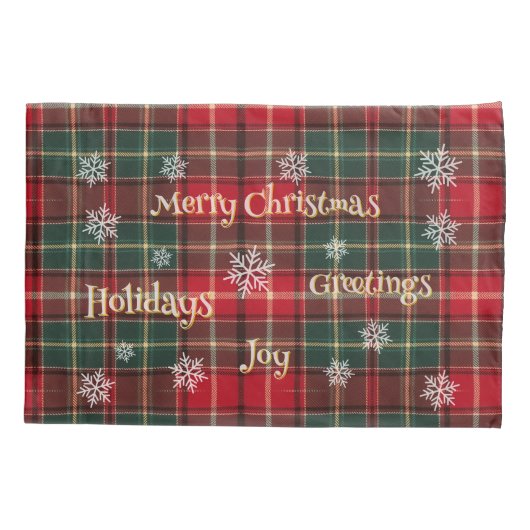 Holiday plaid with snowflakes kussensloop (Achterkant)