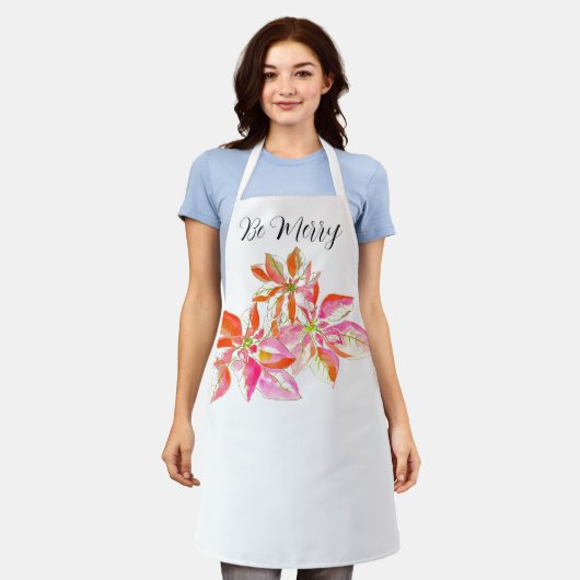 Holiday Poinsettia Apron - Be Merry Apron Schort (Gedragen)