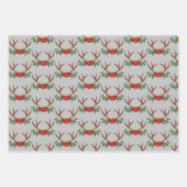 Holiday Poinsettia en Antlers Inpakpapier Vel (Voorkant 3)