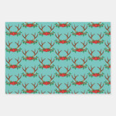 Holiday Poinsettia en Antlers Inpakpapier Vel (Voorkant 2)