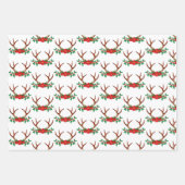Holiday Poinsettia en Antlers Inpakpapier Vel (Voorkant)