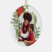 Holiday Poinsettia en Greenery Foto Keramisch Ornament (Rechts)