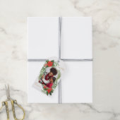 Holiday Poinsettia en Greenery Foto Kerstmis Cadeaulabel (Met Touw)