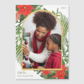 Holiday Poinsettia en Greenery Photo Magnet (Voorkant)