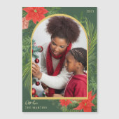 Holiday Poinsettia en Greenery Photo Magnet (Voorkant)
