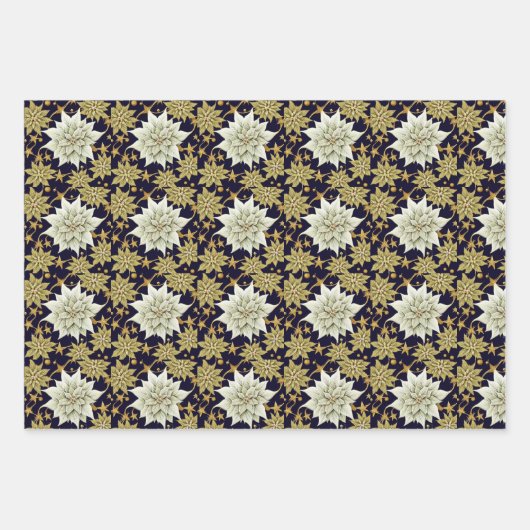 Holiday Poinsettia Fractal Patroon Inpakpapier Vel (Voorkant 3)