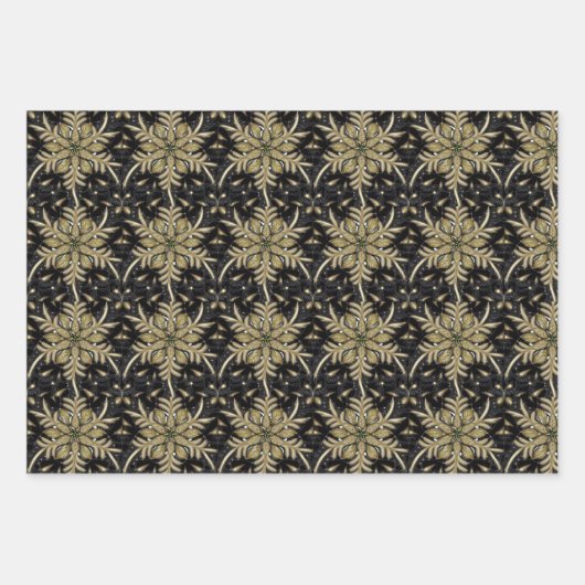 Holiday Poinsettia Fractal Patroon Inpakpapier Vel (Voorkant)