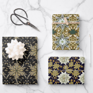 Holiday Poinsettia Fractal Patroon Inpakpapier Vel