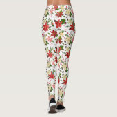 Holiday Poinsettia Holly Red Kerstpatroon Leggings (Achterkant)
