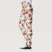 Holiday Poinsettia Holly Red Kerstpatroon Leggings (Links)