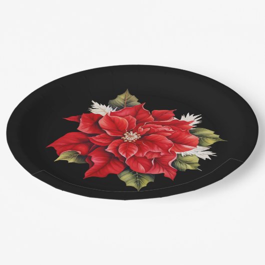 Holiday Poinsettia Papieren Bordje (Gekanteld)