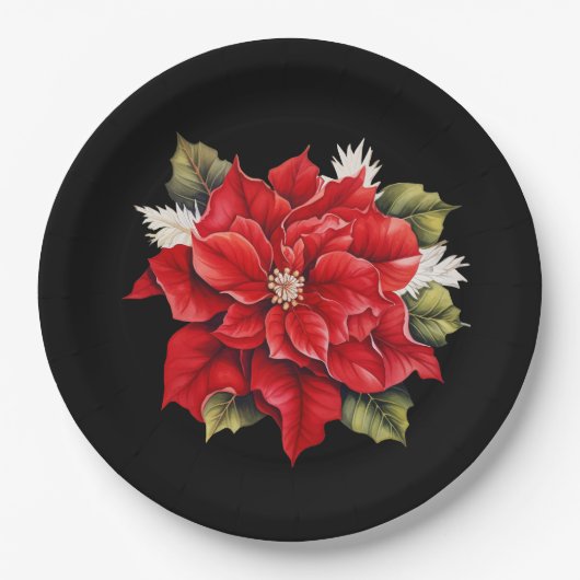 Holiday Poinsettia Papieren Bordje (Voorkant)