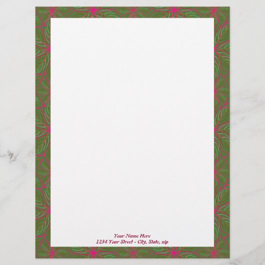 Holiday Poinsettia Pattern Persoonlijk Briefhoofd (Voorkant)
