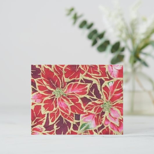 Holiday Poinsettia Red Gold Pink Burgundy Briefkaa Feestdagenkaart (Staand voorkant)